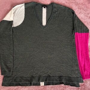 Lane Bryant Fine Merino Collection Colorblock V-Neck Sweater 14/16